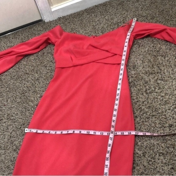 NWT Badgley Mischka Off Shoulder Formal Maxi Dress Gown Size 2 Coral - Picture 11 of 13